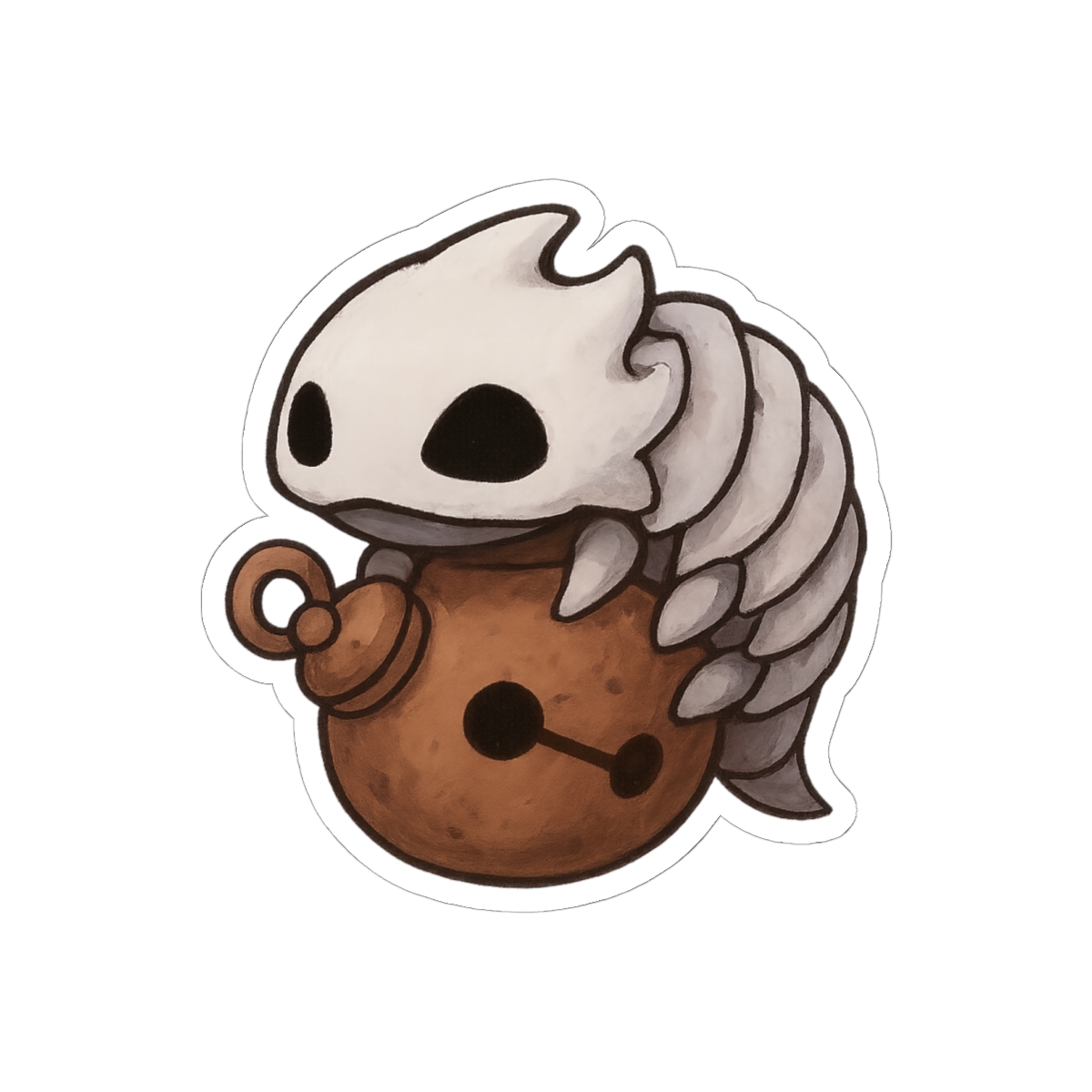 Cute White Hollow Bug Sticker | Eerie Adorable Vinyl Decal - alternate angle 2, merchandise